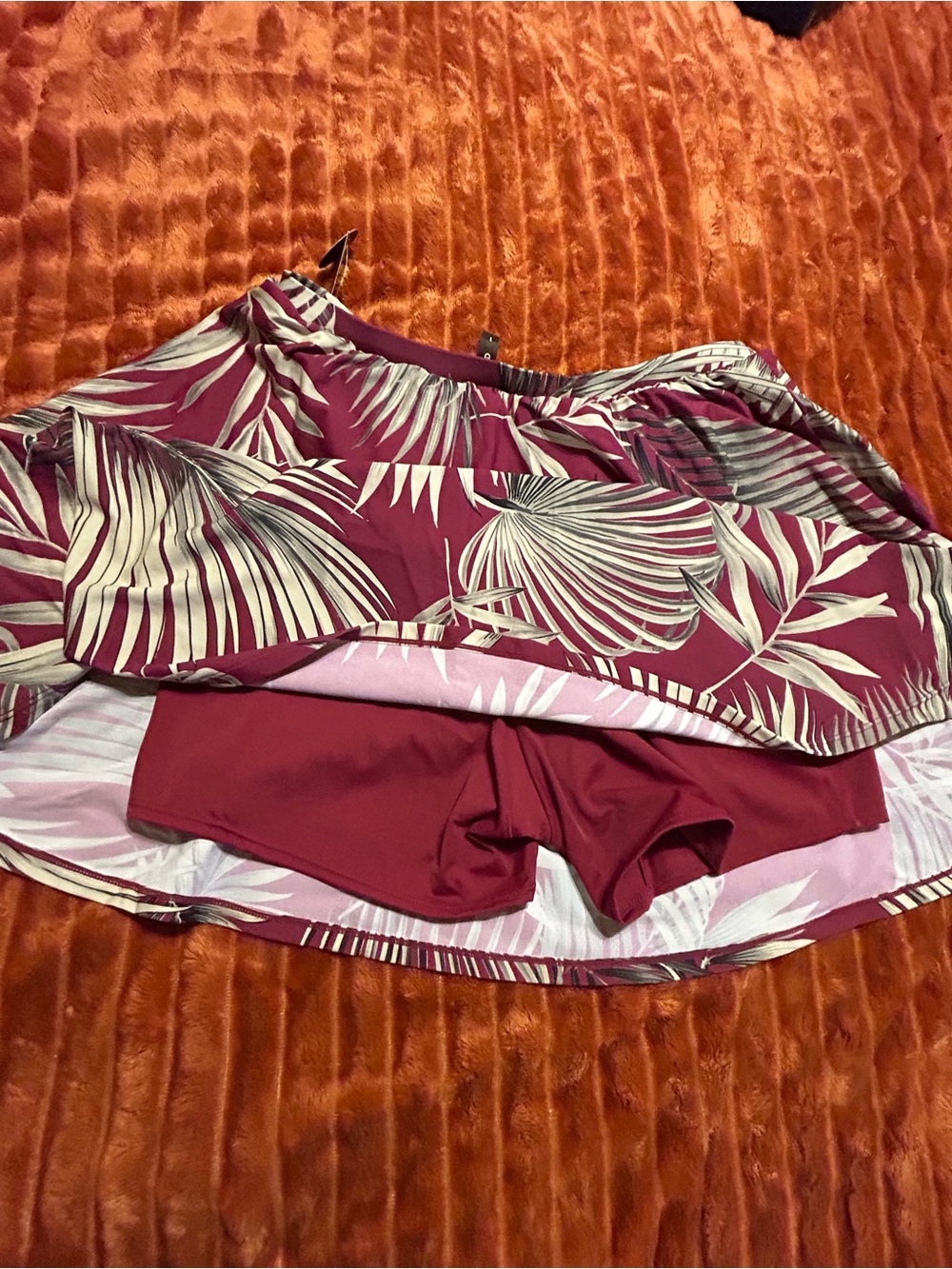 torrid Magenta Tropical Print High-Rise Swim Skirt with Shorts - Picture 6 of 7